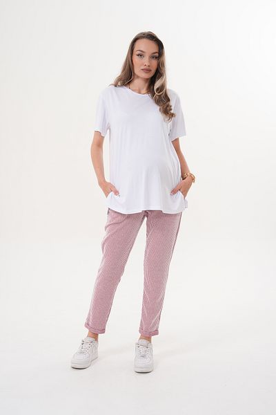 Miss Dünya Lissa Short Sleeve Oversize Tshirt Striped Pants Maternity and Maternity Bottom Top Set