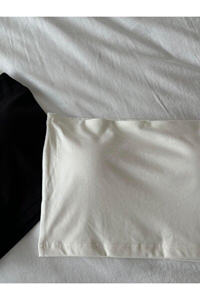 BAŞARAN Basic Bustier Blouse Ecru