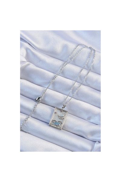 Skygo 316L Steel Chain Silver Color Zircon Cubic Zirconia Moon Figure Tarot Necklace - Tj-Bko9252