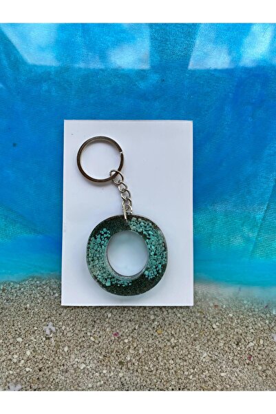 Yopoksi Desing سلسلة مفاتيح بتصميم خاص بتأثير البحر من الإيبوكسي على شكل حرف O