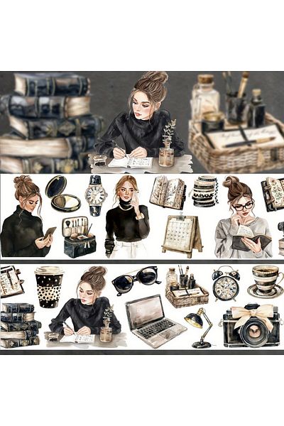 Choice F 60mm*2m Girl Stickers Junk Journal Sticker Tape Pet Masking Tape Decorative Diary Scrapbooking St.