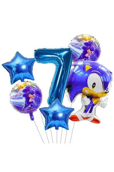 Miniso 1pack 6pcs 1 Set Ultimate Flash Sonic Birthday Balloons Set Sonic Helium Globos for Kids Boy Birthda