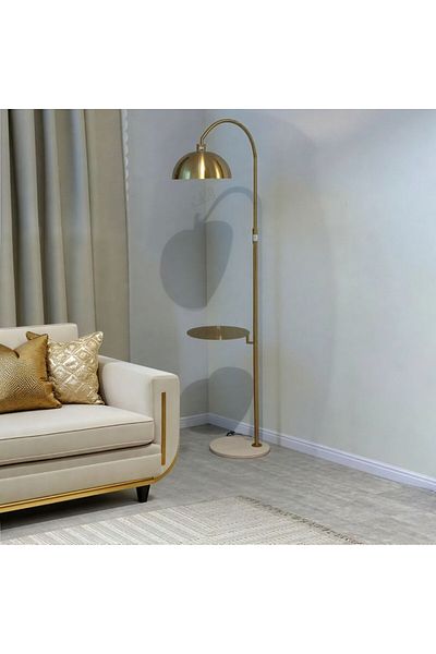 Ebticar Long floor lamp with table, gold color