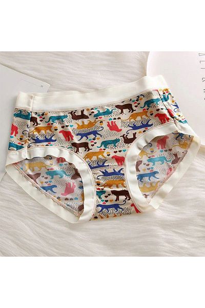 Generic Stylish Animal Print Panties Soft Breathable Cotton Blend Underwear for Women