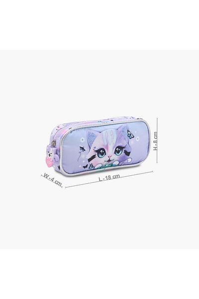 Juniors Juniors Cat Print Pencil Pouch with Zip Closure