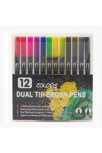 Choice 12pcs set 12/24/60/72/100/120 Colors Watercolor Art Markers Brush Pen Dual Tip Fineliner Drawing for
