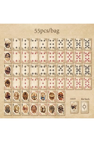 Choice S23273-1 Mr. Paper 1Style 55Pcs/pack Retro Alice Series Playing Cards for DIY Handbook Entertainment