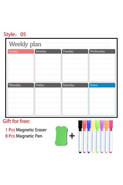 Choice JHB05-8Pen1Eraser Magnetic Weekly Monthly Planner Calendar Table Dry Erase Whiteboard Fridge Sticker