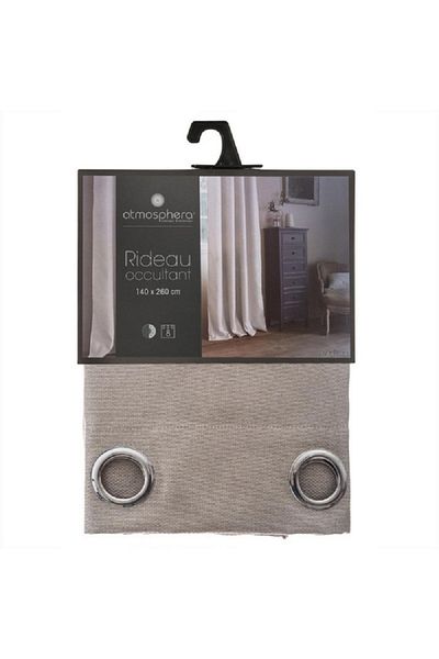 Atmosphera 8-Eyelet Elena Rideau Occultant Black Out Curtain Beige