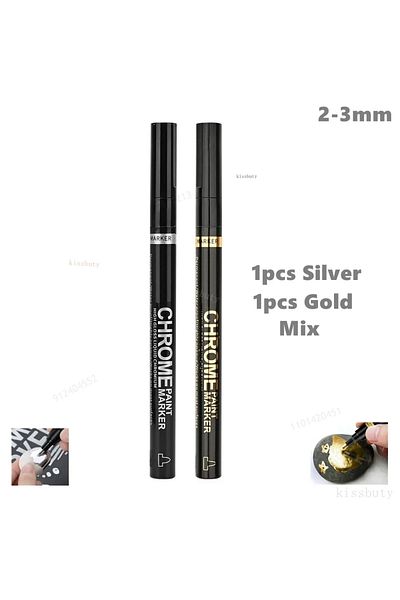 Choice 1pc silver 1pc gold 3/2/1pcs Chrome Mirror Marker Pen 2mm DIY Reflective Paint Pens Mirror Markers C
