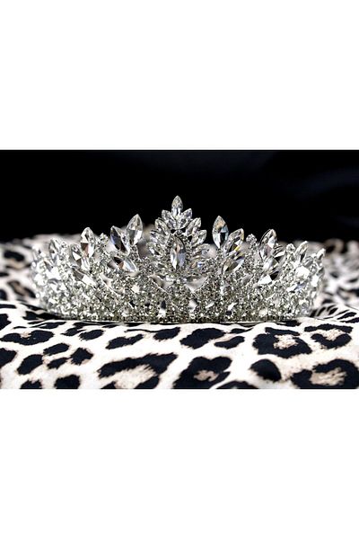 Brand. Deluxe Royal Crown – High Sparkle Crystal Tiara | Leaf-Shaped Stones