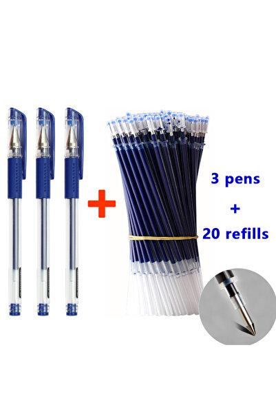 Choice مجموعة من 15 قلم جل أسود أزرق أحمر قلم جل قابل لإعادة التعبئة برأس رصا...