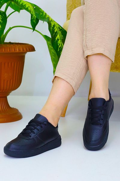 Weynes Unisex Black Lace-Up Flat Sole Sports Shoes Wsb4080