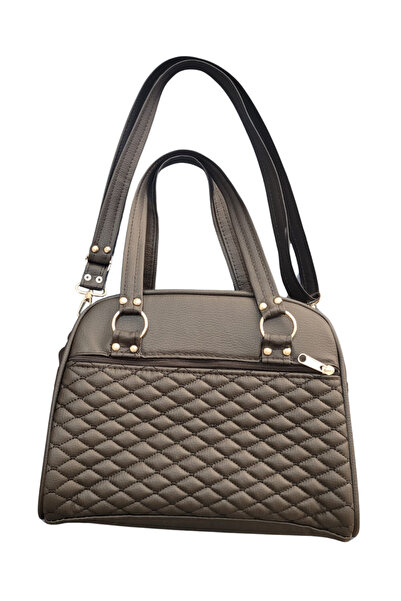 Veldena Women's Black Faux Leather 3-Compartment Zippered Adjustable Strap Ar...