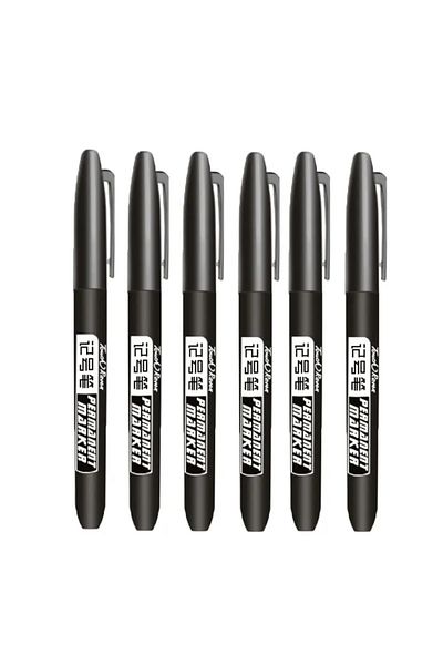 Choice 6 Black Set Permanent Marker Pen Drawing Markers Black Blue Red Waterproof Ink Sketch Pens Stationer
