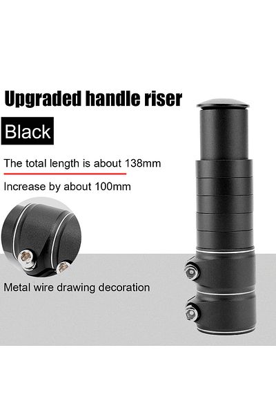 Choice Black 138mm Aluminum Alloy Bike Fork Stem Riser Extender Extension Bicycle Cycling Bike Stem Head Up