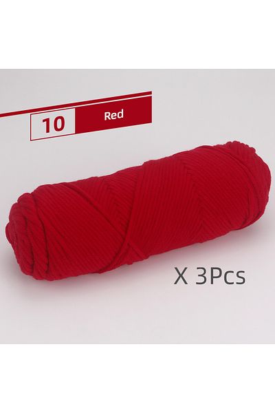 Choice 10 Red Crochet Knitting Soft Cotton Yarn, Hypoallergenic Yarn, Pack of 3 Pcs-300g/10.5oz, Light Wors