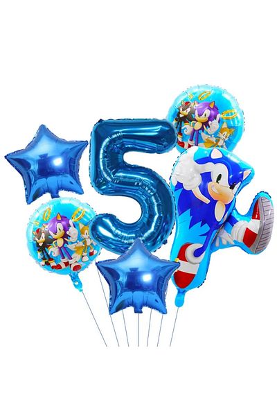 Miniso 1pack 6pcs 1 Set Ultimate Flash Sonic Birthday Balloons Set Sonic Helium Globos for Kids Boy Birthda