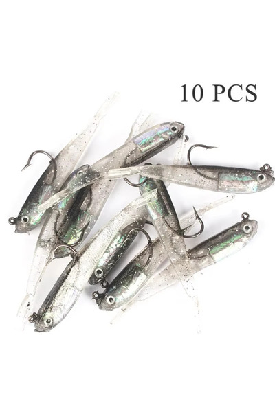 Choice 10 قطع مع خطاف طُعم صيد سمك ناعم وشوكة ذيل مع خطاف وبدون خطاف طُعم صيد...