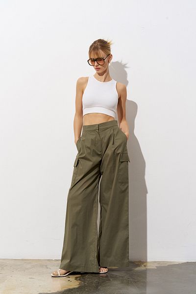 Merve DAĞLI Pulse Poplin Khaki Trousers