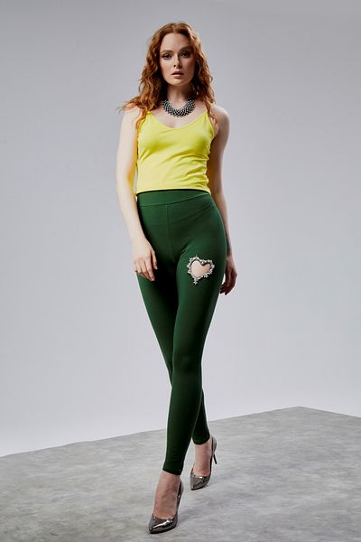 TF The Fancy For You Women's Heart Detailed High Waist Slim Fit Leggings