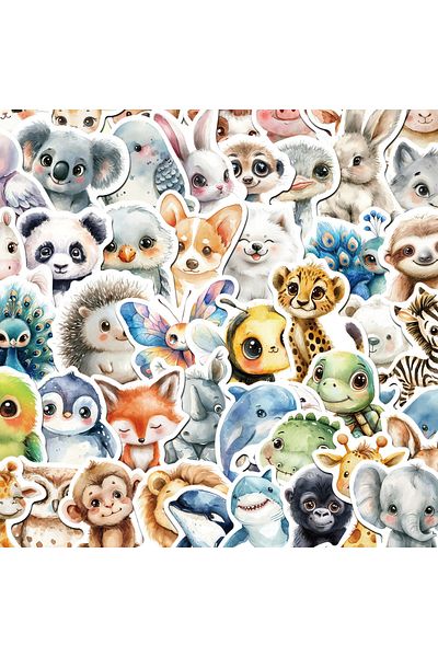 Choice 50PCS 50PCS Cute Watercolor Animals Stickers Graffiti Cartoon DIY Phone Case Skateboard Laptop Water