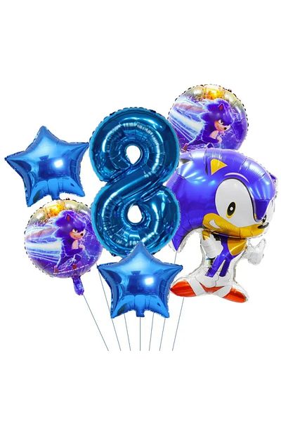 Miniso 1pack 6pcs 1 Set Ultimate Flash Sonic Birthday Balloons Set Sonic Helium Globos for Kids Boy Birthda