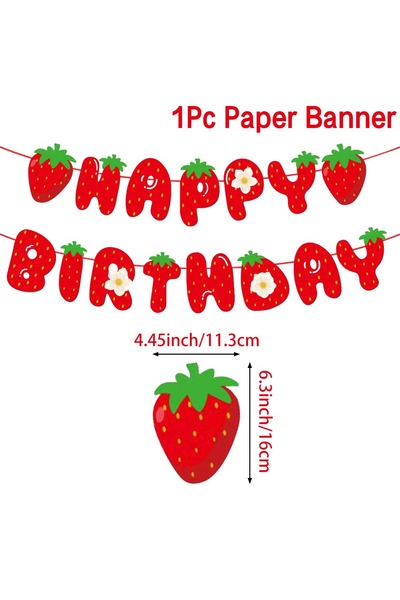 Choice 1 Strawberry Happy Birthday Paper Banner Strawberry Theme Birthday Par...