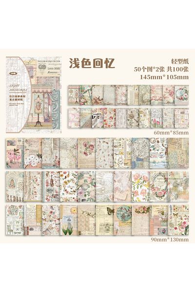 Choice C JIANQI 100 pcs/pack Past Stories Material Paper Aestheti Scrapbooking Journaling Vintage Statione.