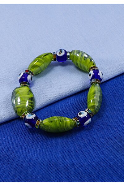 biuti سوار مسطح مطرز باللون الأخضر، سوار مطرز يدويًا من الزجاج الشرير