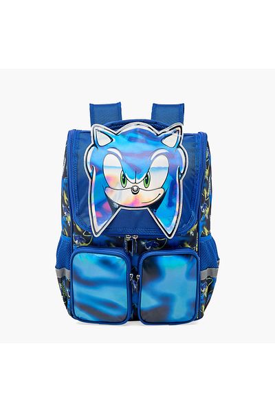 CPLG Sonic the Hedgehog Print Backpack with Adjustable Shoulder Straps - 16 inches