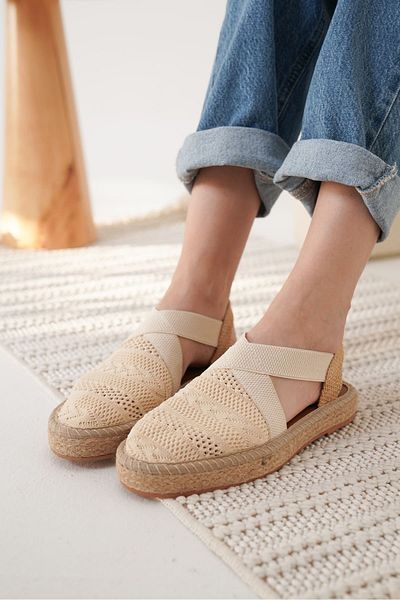 Zerenyus Sandale de damă Rosa Premium Linen Confortabile Bej