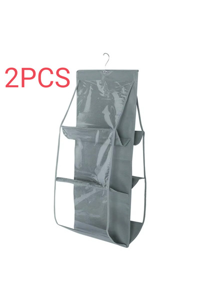 Choice منظم حقائب يد فضي اللون مزود بستة جيوب لخزانة الملابس والخزانة، رمادي اللون، حقيبة تخزين مقاومة للماء، باب، حائط