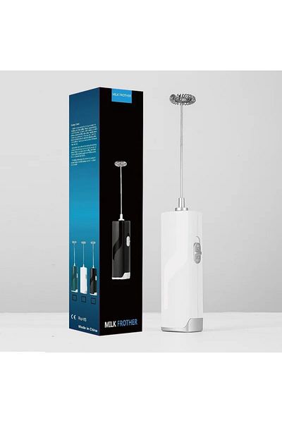 Choice 200649-white Mini Electric Milk Foamer Blender Wireless Coffee Whisk Mixer Skimer Handheld Egg Beate