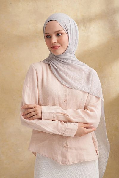 ARMANDA Muslin Leaf Pattern Shawl 3351-311 Silver