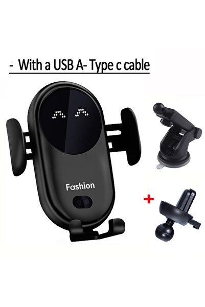 Vikefon شاحن سيارة لاسلكي أوتوماتيكي بقوة 15 واط، قياسي ومزود بقاعدة تثبيت مغ...