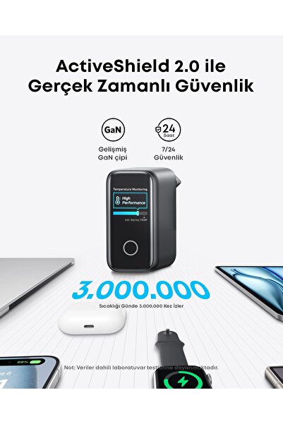 Anker Laptop Şarj Cihazı (140W, 4 Port, PD 3.1) - Koyu Gri - A2697