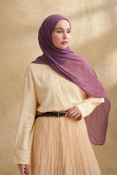 ARMANDA Muslin Leaf Pattern Shawl 3351-186 Lilac