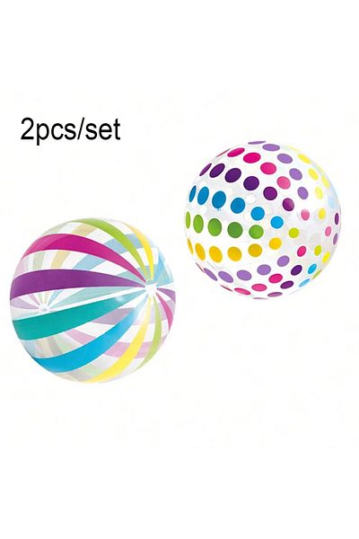 Choice Clear 2pcs/set 15.35Inch Colorful Striped Transparent Ball Inflatable Beach Ball, Suitable For Beac