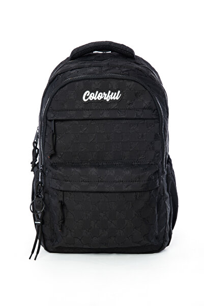 Colorful Polly Backpack Black - Daily Bag with Laptop Compartment for Girls Boys Primary School - Middle School - High School