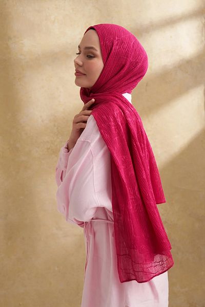 ARMANDA Muslin leaf pattern shawl 3351-128 fuchsia