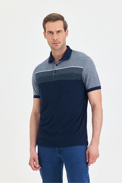 Wellalux Men's Double Color, Pocket, Polo Neck T-Shirt