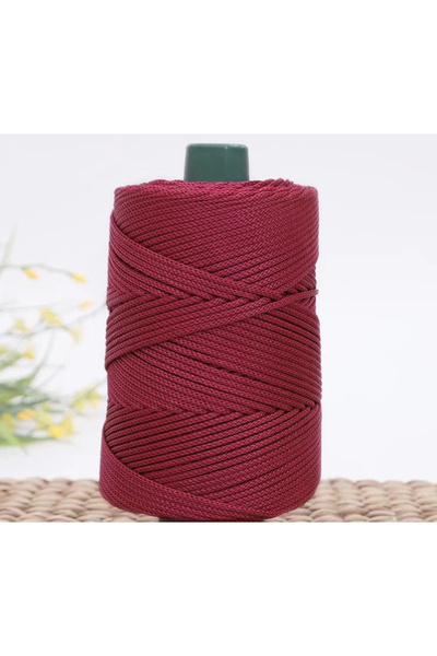Choice15 حبل قطن ملون بلون النبيذ الأحمر، 3 مم، حبل منسوج ، خيط مجوف، زينة يد...