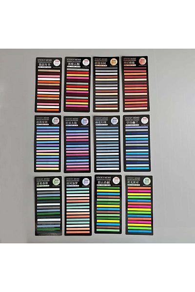 Choice 12PCS A Set of 12pcs of Fluorescent Notepad, 15 Colors 300 Sheets, Suitable for Reading the Key Poin