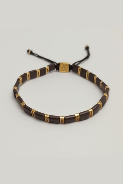 OSMANLI GÜMÜŞ Men's Women's Natural Stone Bracelet - Dark Brown Hematite Natural Stone Macrame Cube Model Unisex Bracelet
