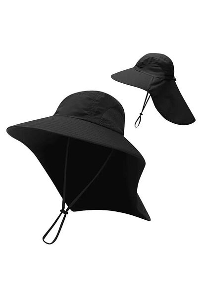 Choice Black Wide Brim Baseball Hats for Women and Men Sun Defender Cooling Neck Guard Safari Cap for Hikin