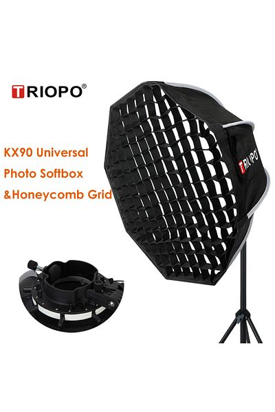 Choice KX-90 with Grid Triopo 90cm Universal Outdoor Umbrella Octagon Softbox w Honeycomb Grid Speedlite Ph