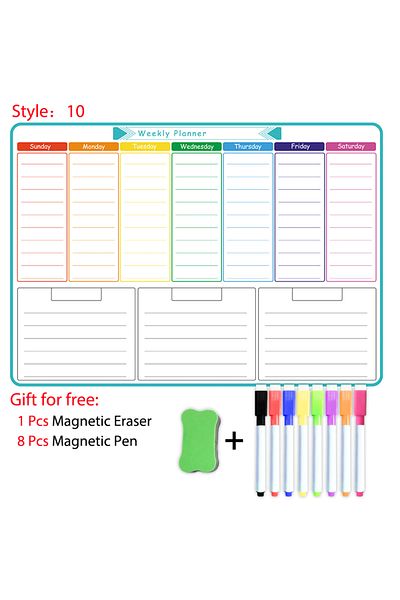 Choice JHB10-8Pen1Eraser Magnetic Weekly Monthly Planner Calendar Table Dry Erase Whiteboard Fridge Sticker