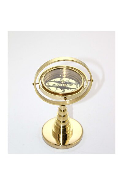 Store Pirinç Masa Üstü Pusula - Vintage Rotanı Bul (17 x 9 Cm)