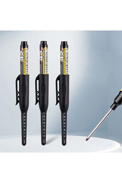 Choice 3X Black 45mm Deep Hole Long Nib Head Markers Deep Drill Hole Long Nib Scriber Multifunction Mechani